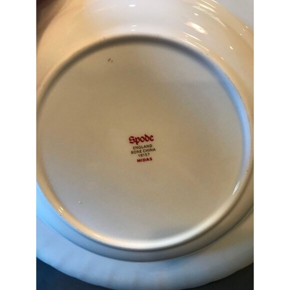 Vintage Spode Midas Bone China England 8 1/4" Rimed Soup Bowl Y8157 Gold Rib - Picture 4 of 6